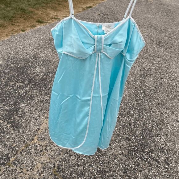 Kate Spade New York Big Bow Charmeuse Chemise Light blue/Teal - Med - Picture 4 of 8